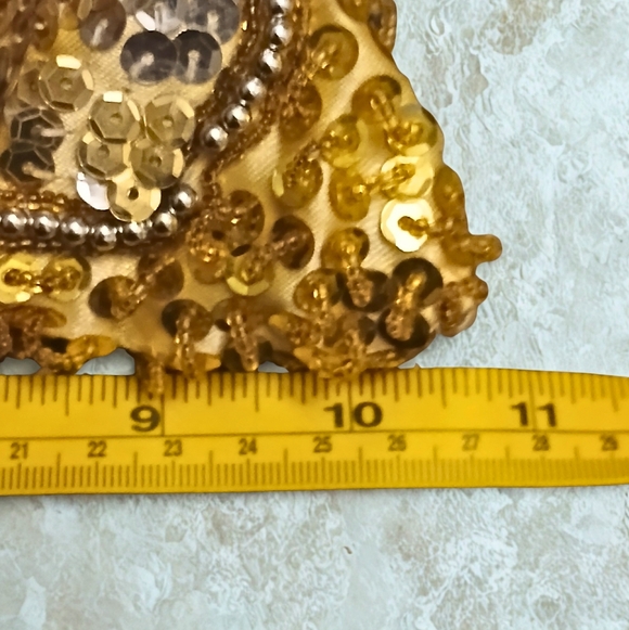 Vintage Gold and Silver Clutch Bag with Beaded Strap - Picture 3 of 8